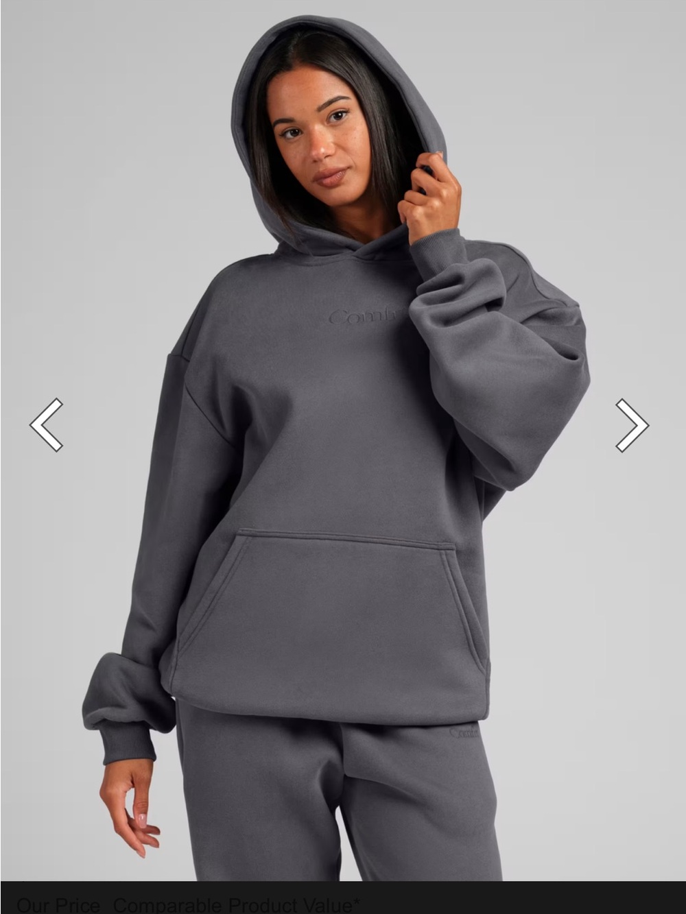 Unisex Comfrt Signature Hoodie in Steel Gray. Size L.